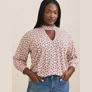 Torrid Textured Jersey Choker Neck Smocked Bottom Top 3X NWT